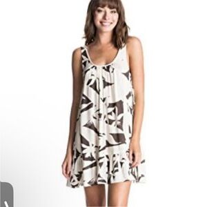 Roxy Palm Shadow Side Tie Scoop Back Flowy Summer Beach Dress Large